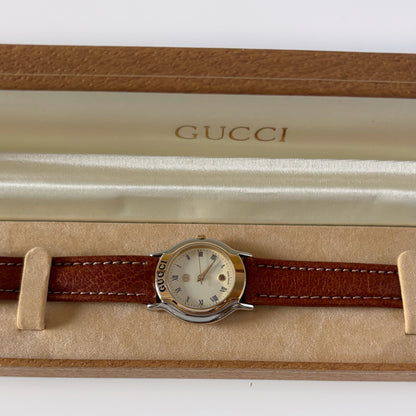 Gucci 1990s Date Round Dial Two Tone Watch