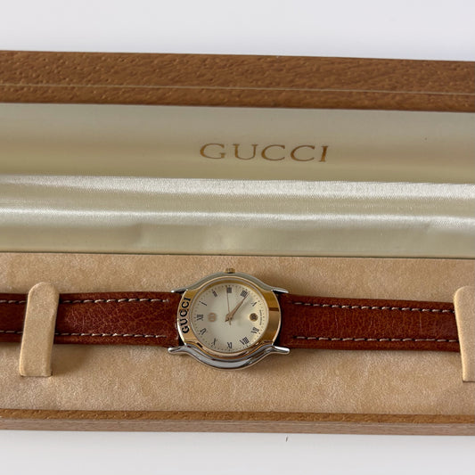 Gucci 1990s Date Round Dial Two Tone Watch