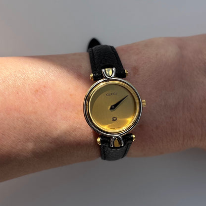 Gucci 1990s Round Dial Two Tone Watch