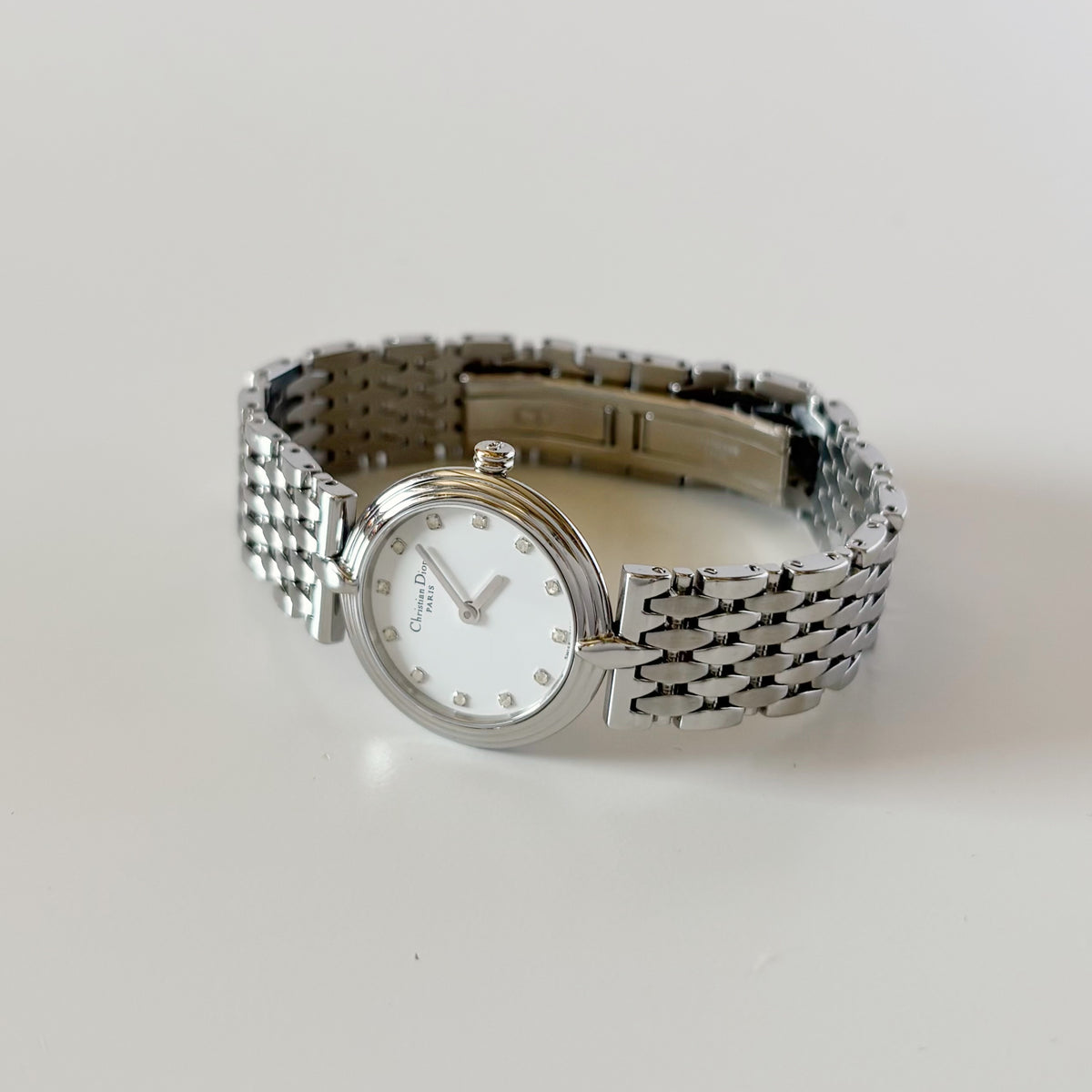 Dior 1990s Round Dial Stainless Steel Watch