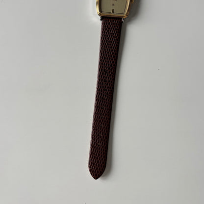 Celine 1980s Rectangular Dial Two Tone Watch (Large)