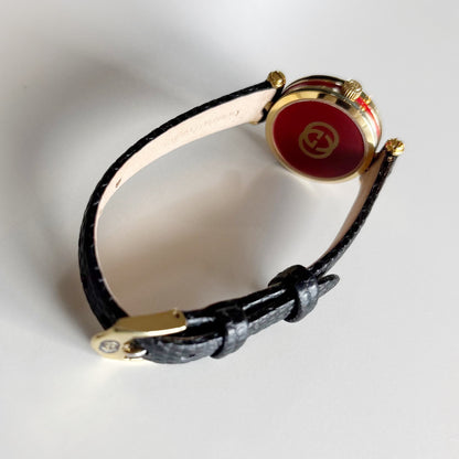 Gucci 1990s Round Dial Gold Plated Watch