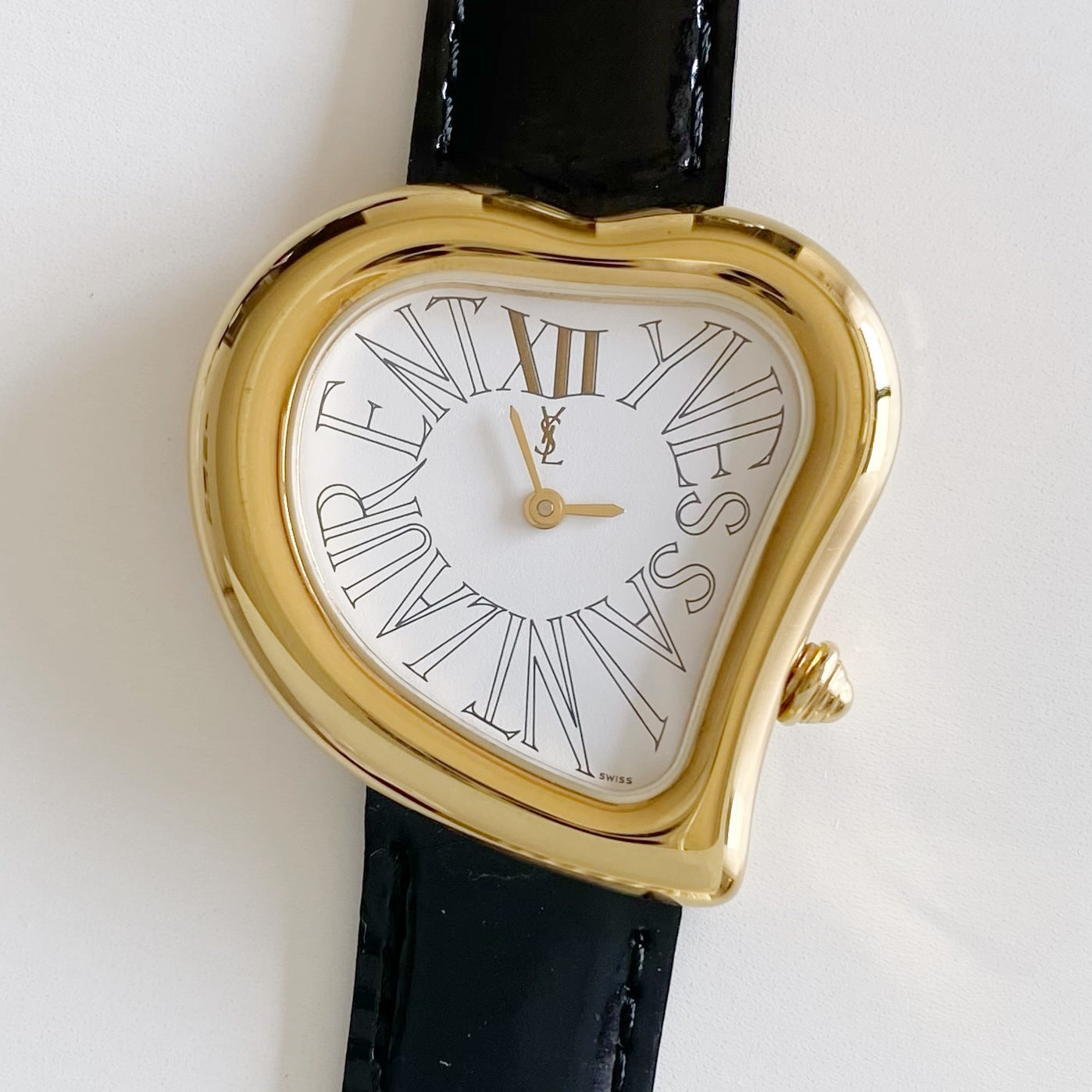 Yves Saint Laurent 1990s Heart Shaped Gold Plated Watch