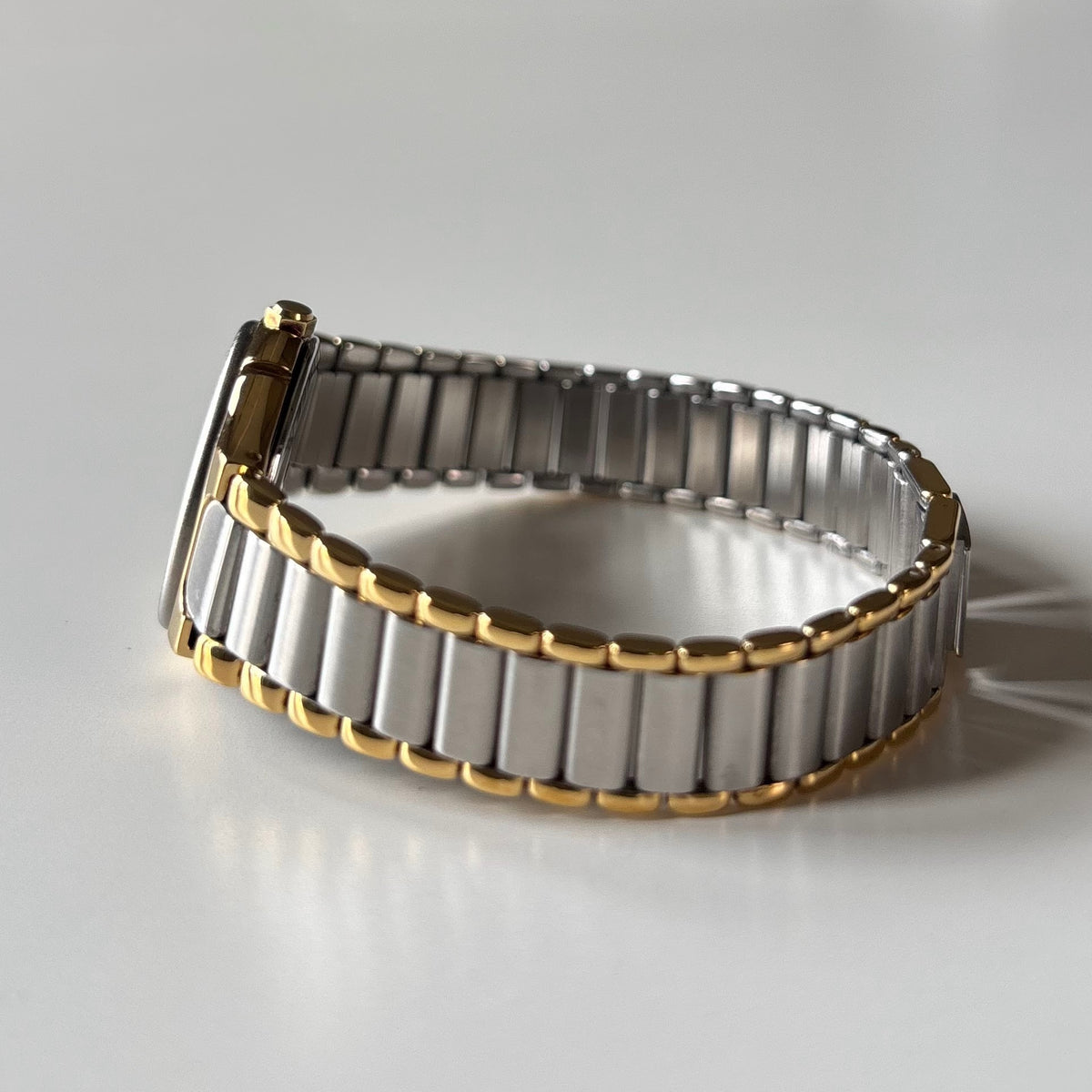 Yves Saint Laurent 1990s Navy Round Dial Two Tone Gold Plated Watch