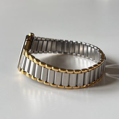 Yves Saint Laurent 1990s Navy Round Dial Two Tone Gold Plated Watch