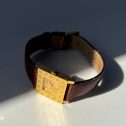 Dior 1990s La Parisienne Interchangeable Strap Gold Plated Watch with 3 straps, case