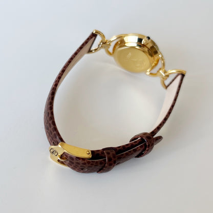 Gucci 1990s Gold Dial Gold Plated Horsebit Watch