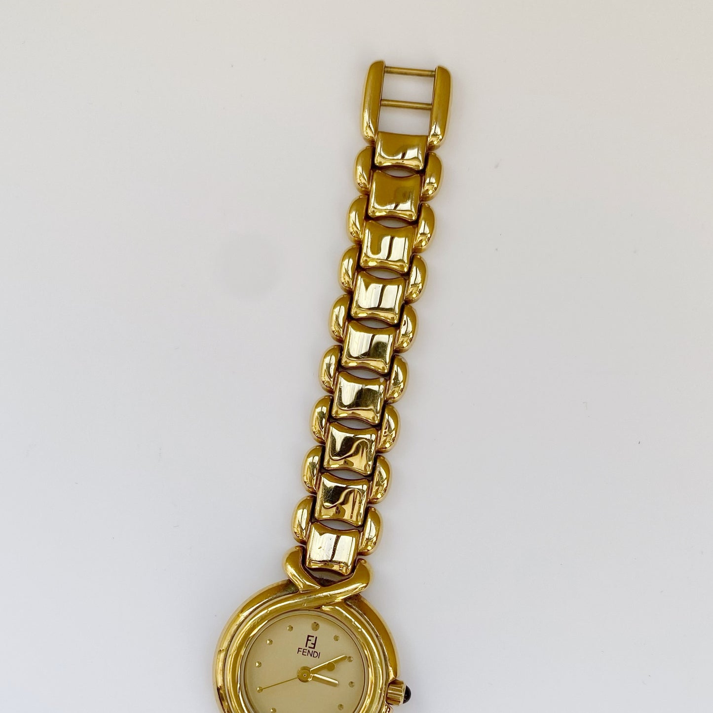 Fendi 1990s Gold Plated Round Watch