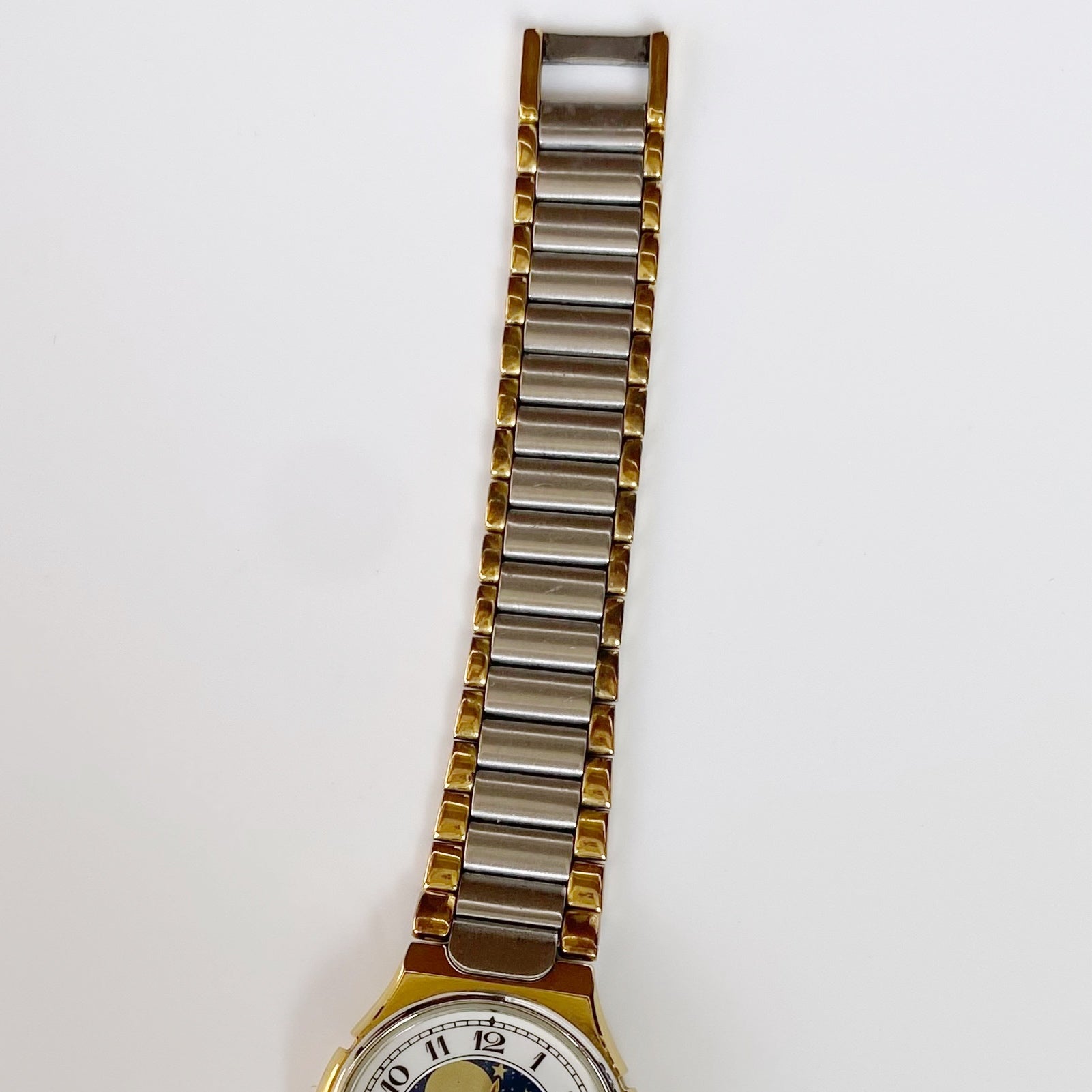 Yves Saint Laurent ローマン　レクタンギュラ ゴールド Yves Saint Laurent 1990s Moon Phase Two Tone Watch – Lorinaté