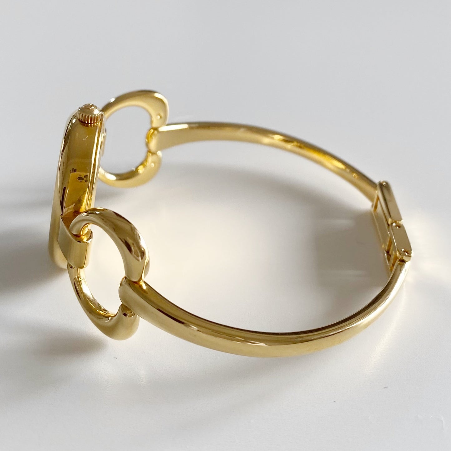 Gucci 1990s Black Dial Gold Plated Bangle Watch