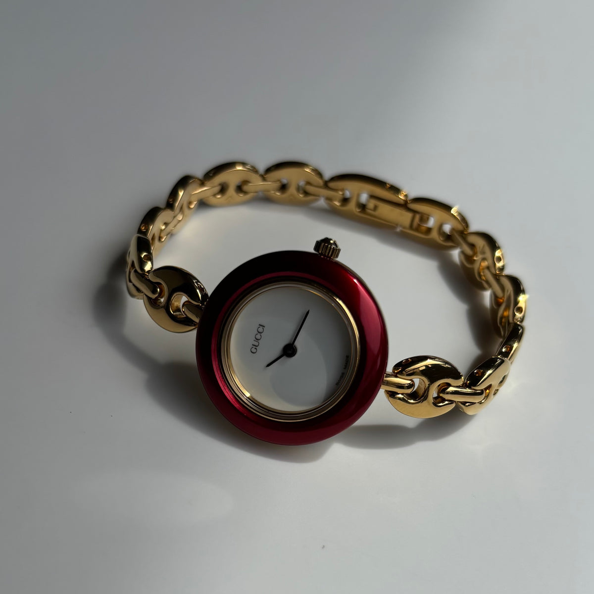 Gucci 1990s Interchangeable Bezel Gold Plated Chain Watch with 6 bezels, case (165mm)
