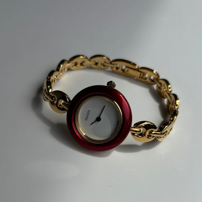Gucci 1990s Interchangeable Bezel Gold Plated Chain Watch with 6 bezels, case (165mm)