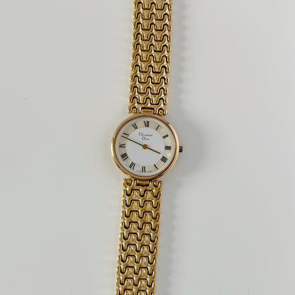 Dior 1990s Seashell Dial Round Dial Gold Plated Watch (Large)