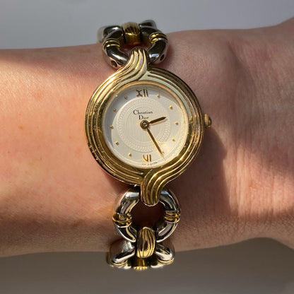 Dior 1980s Two Tone Round Watch