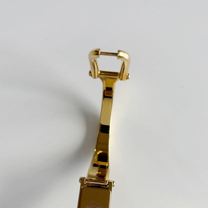 Gucci 1990s Gold Rectangular Dial Gold Plated Bangle Watch