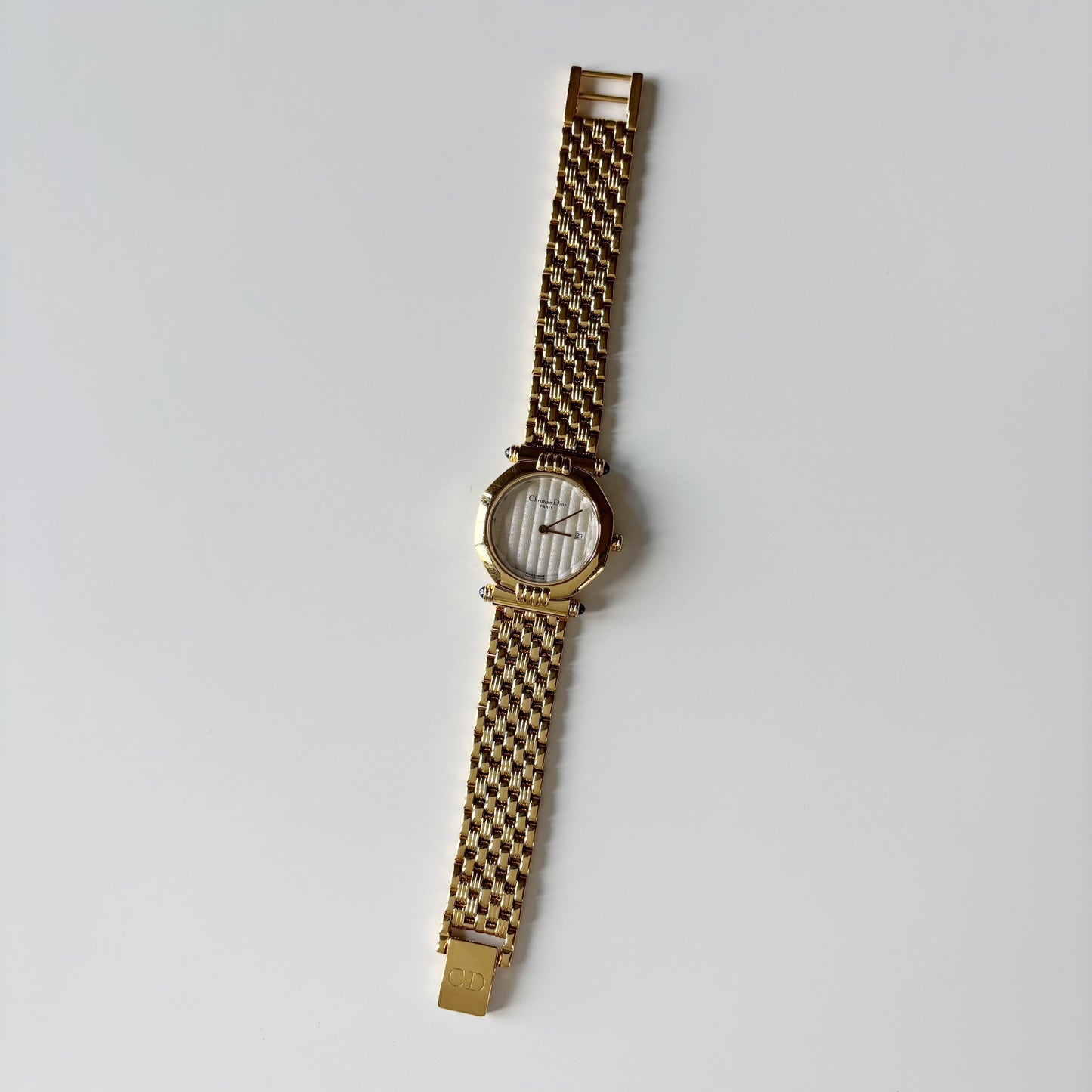 Dior 1990s CD Logo Octagon Gold Plated Watch