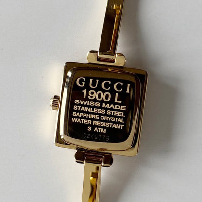 Gucci 1990s Square Dial Gold Plated Bangle Watch