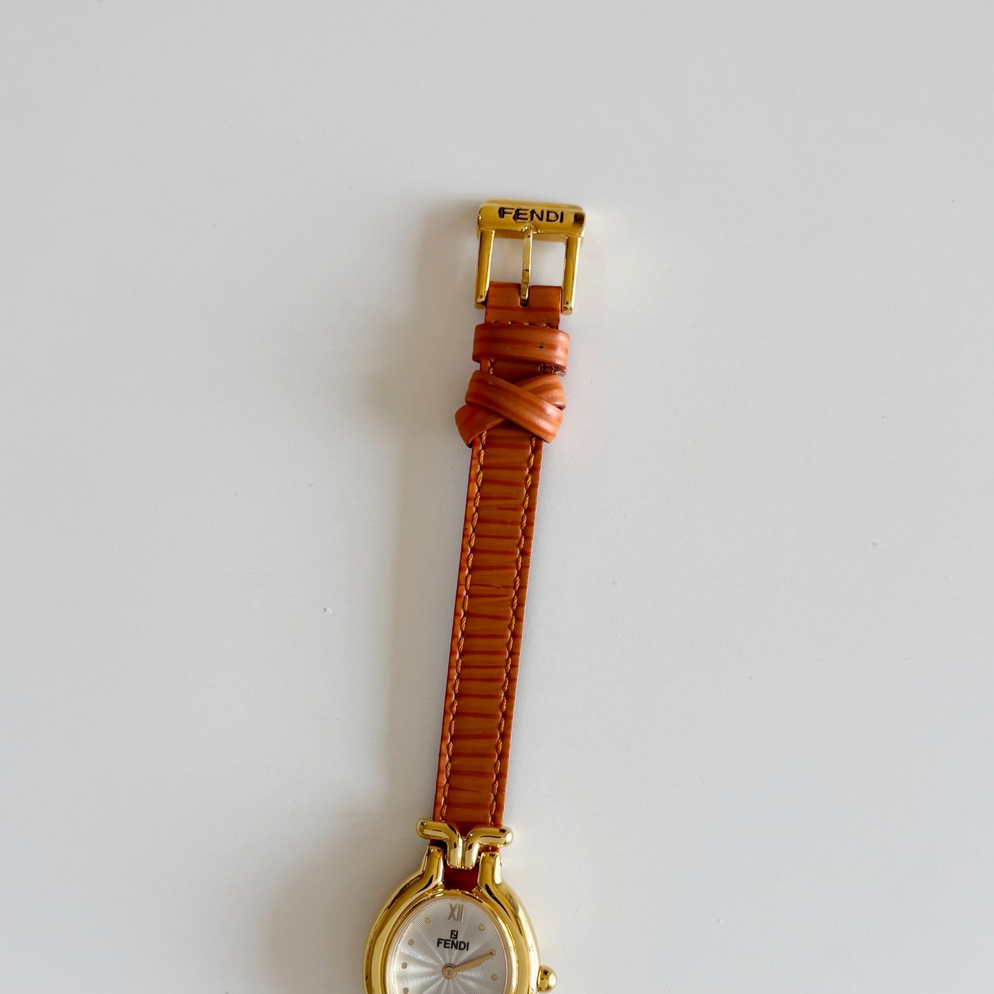 Fendi 1990s Interchangeable Belt Gold Plated  Watch with 5 belts, case