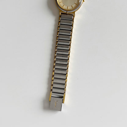 Yves Saint Laurent 1990s Round Dial Two Tone Watch