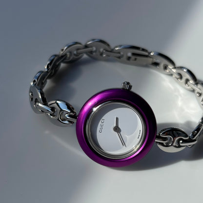 Gucci 1990s Interchangeable Bezel Stainless steel Silver Watch with 6 bezels, case (167mm)