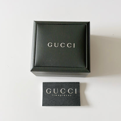 Gucci 1990s Black Dial Rectangular Gold Plated Bangle Watch