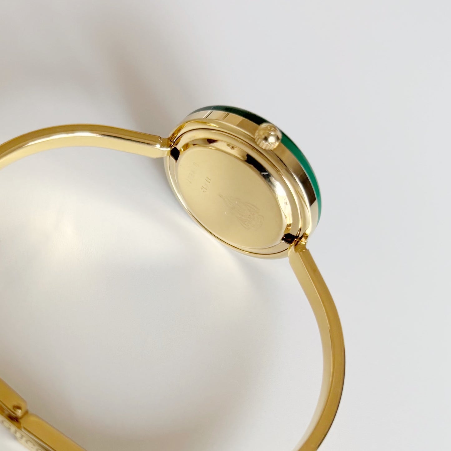 Gucci 1990s Interchangeable Bezel Gold Plated Bangle Watch with 12 bezels, case