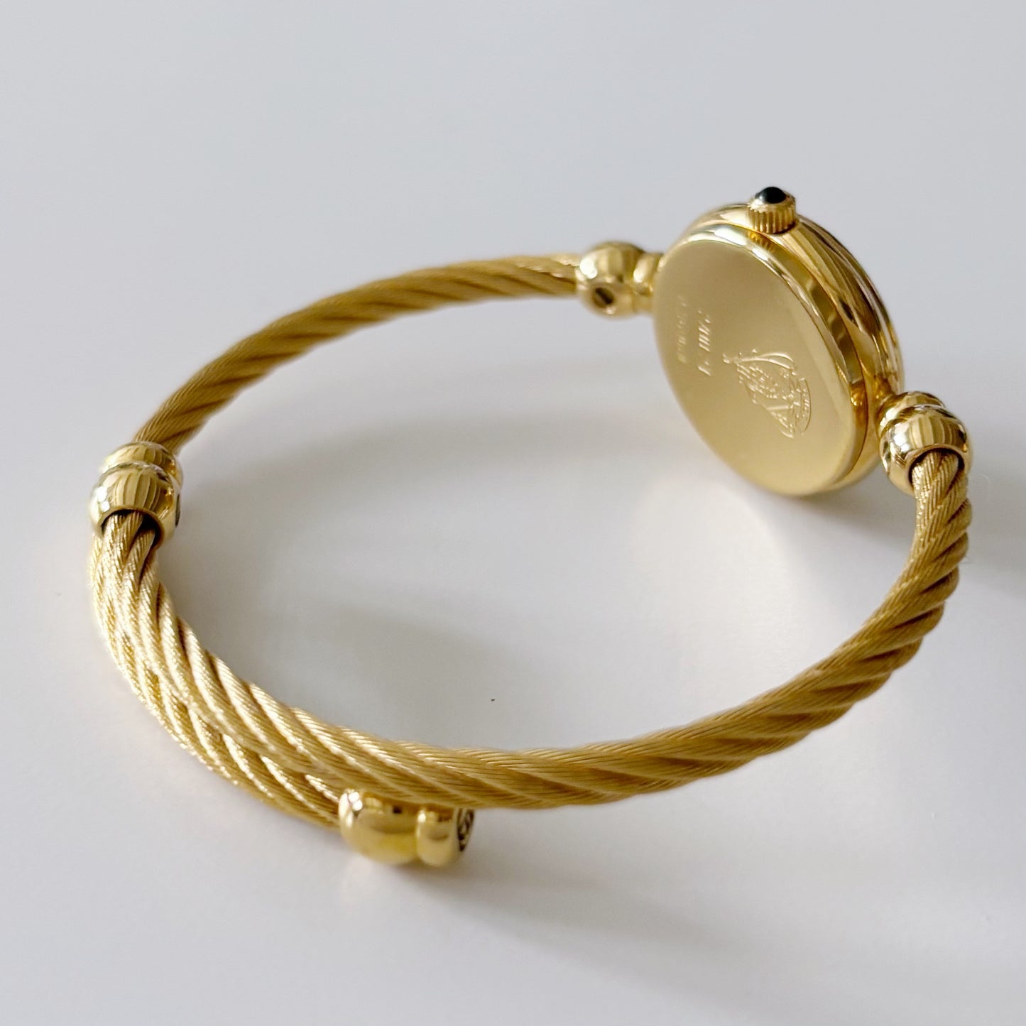 Gucci 1990s Black Dial Gold Plated Bangle Watch