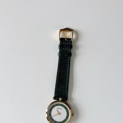 Gucci 1990s Round Dial Sherry Gold-Plated Watch (Large)