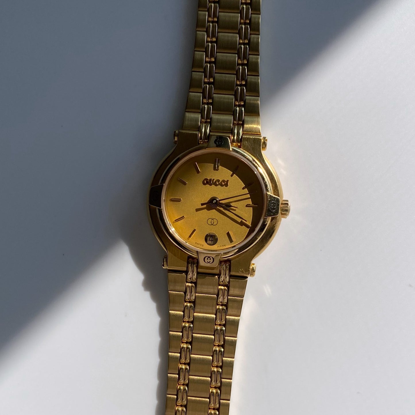Gucci 1990s Gold Plated Date Watch