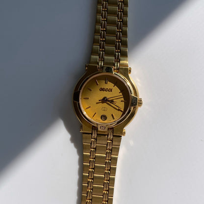 Gucci 1990s Gold Plated Date Watch