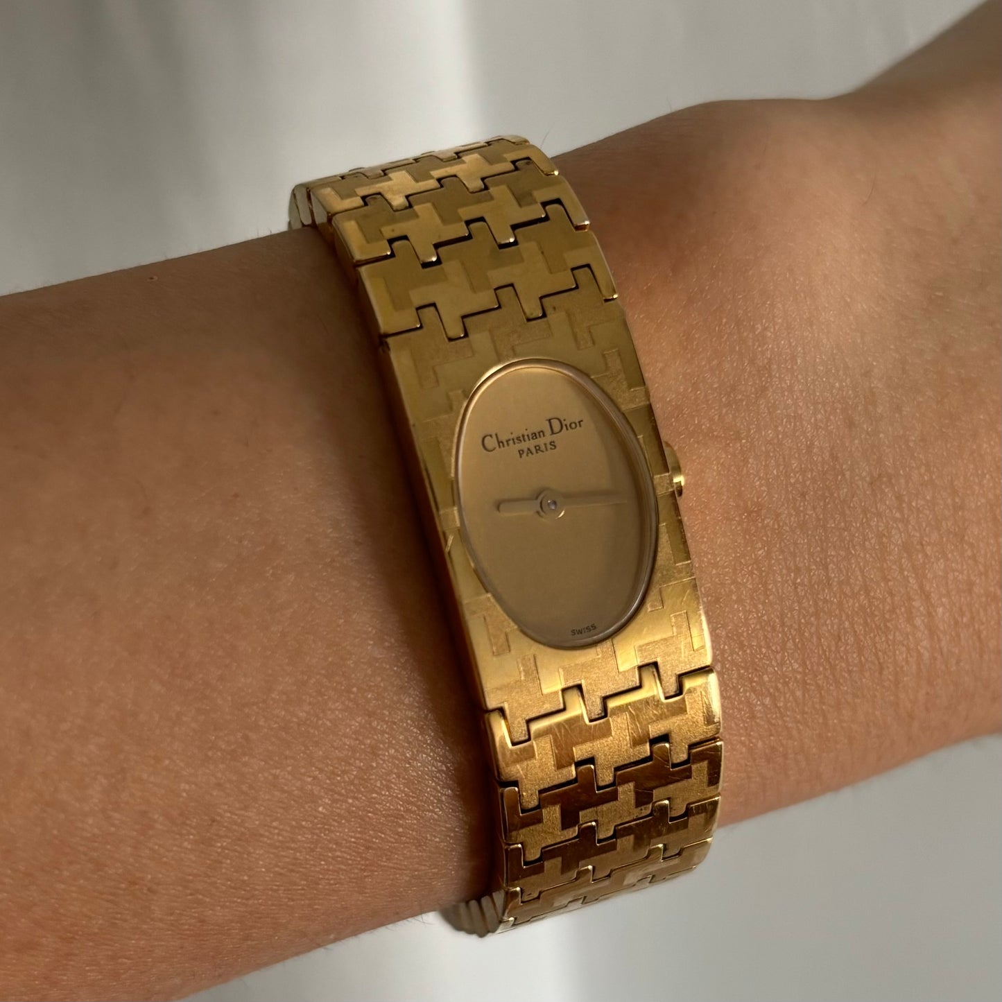 Dior Miss Dior Early 2000s Gold Plated Oval Watch