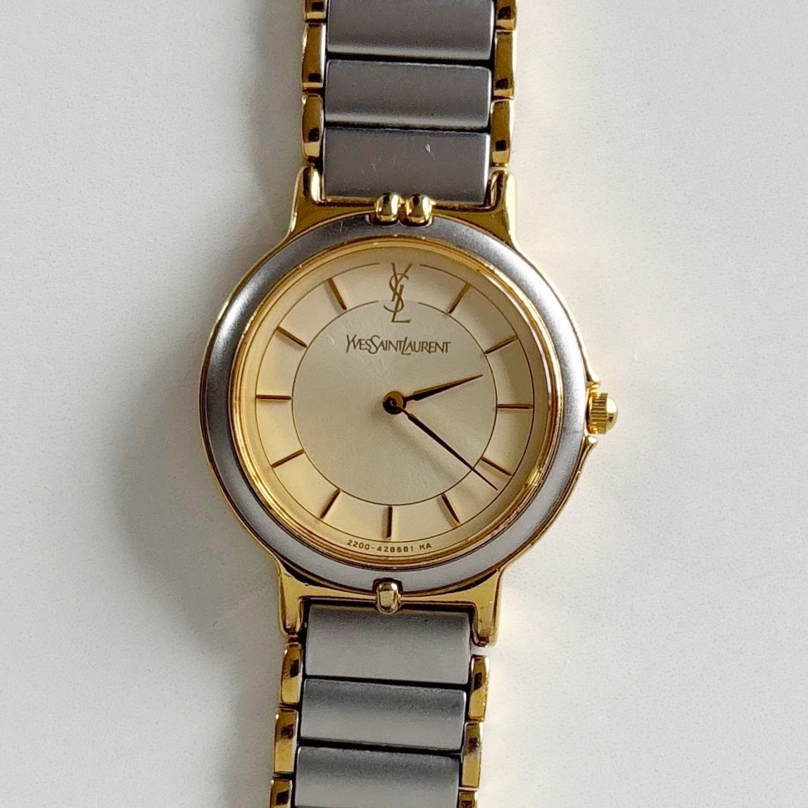 Yves Saint Laurent 1990s Round Dial Two Tone Watch