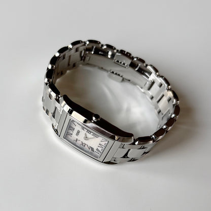 Fendi 1990s Seashell Dial Stainless steel Tank Watch