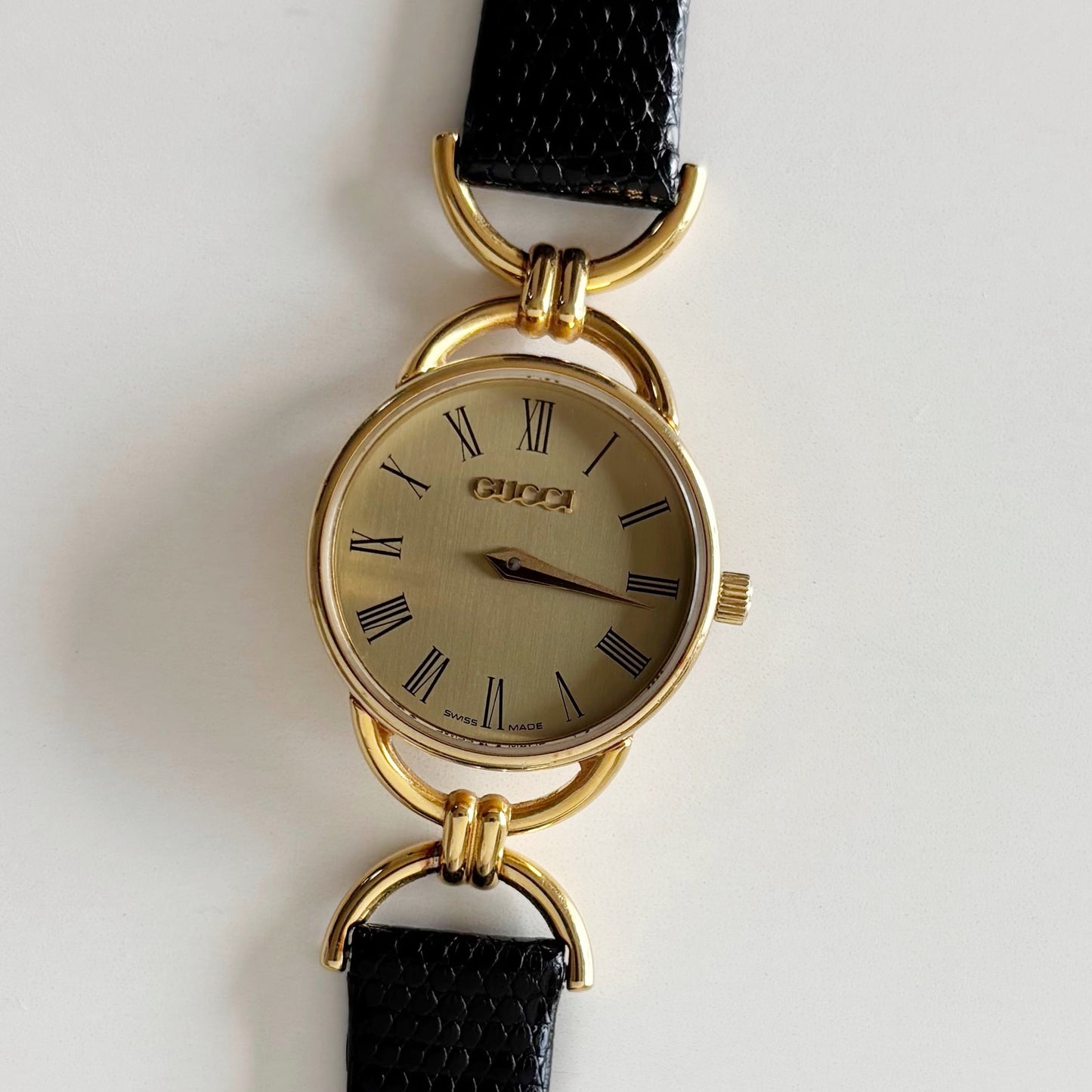 Gucci 1990s Gold Dial Horsebit Gold Plated Watch