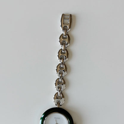 Gucci 1990s Interchangeable Bezel Stainless steel Chain Watch with 6 bezels, case