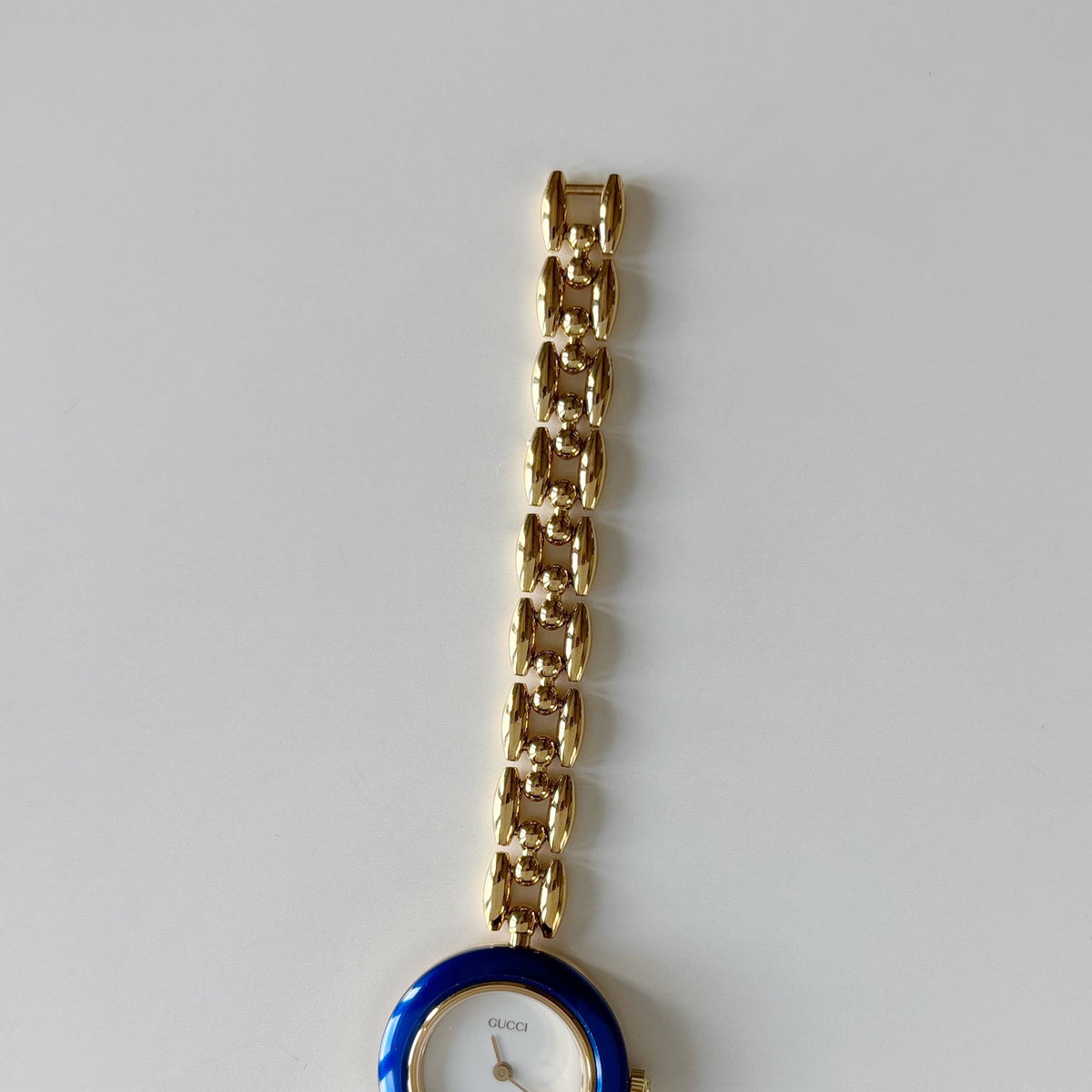 Gucci 1990s Interchangeable Bezel Gold Plated Rice Chain Watch with 6 bezels, case (170mm)