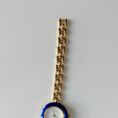 Gucci 1990s Interchangeable Bezel Gold Plated Rice Chain Watch with 6 bezels, case (170mm)