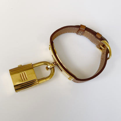 Hermés 1990s Kelly Gold Plated Leather Watch