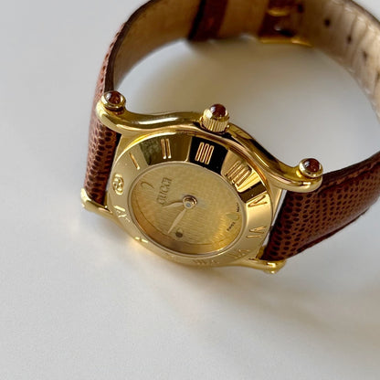 Gucci 1990s Gold Dial Gold Plated Watch