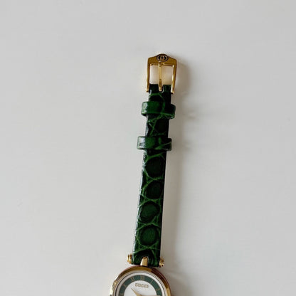Gucci 1990s Sherry Round Dial Green Watch