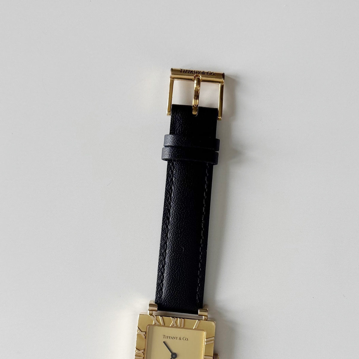 Tiffany 1990s Atlas Square Dial 18K Gold Case Watch