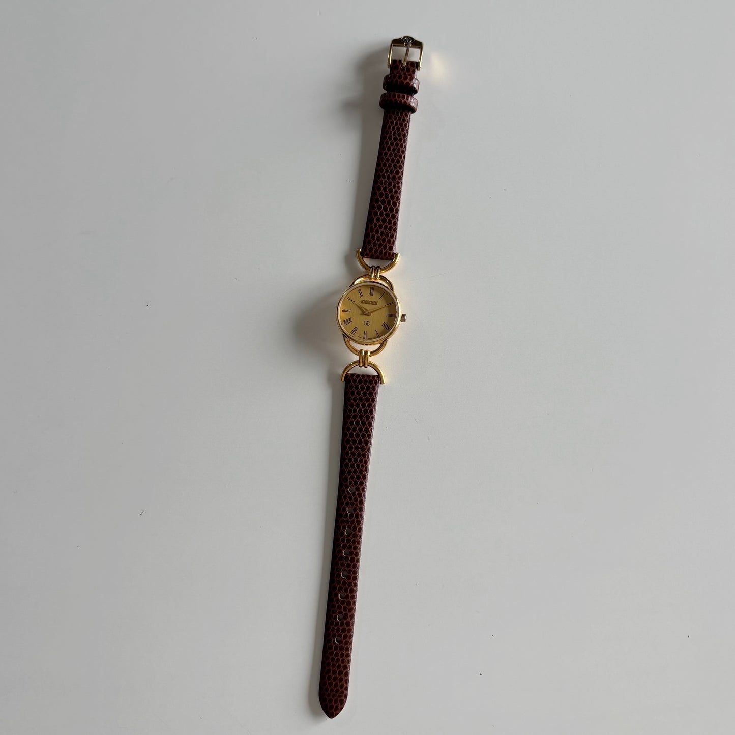Gucci 1990s Gold Dial Gold Plated Horsebit Watch