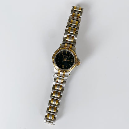 Gucci 1990s Black Dial Date Two Tone Watch