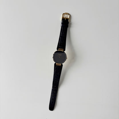 Dior 1990s Black Round Dial Gold Plated Watch (Large)