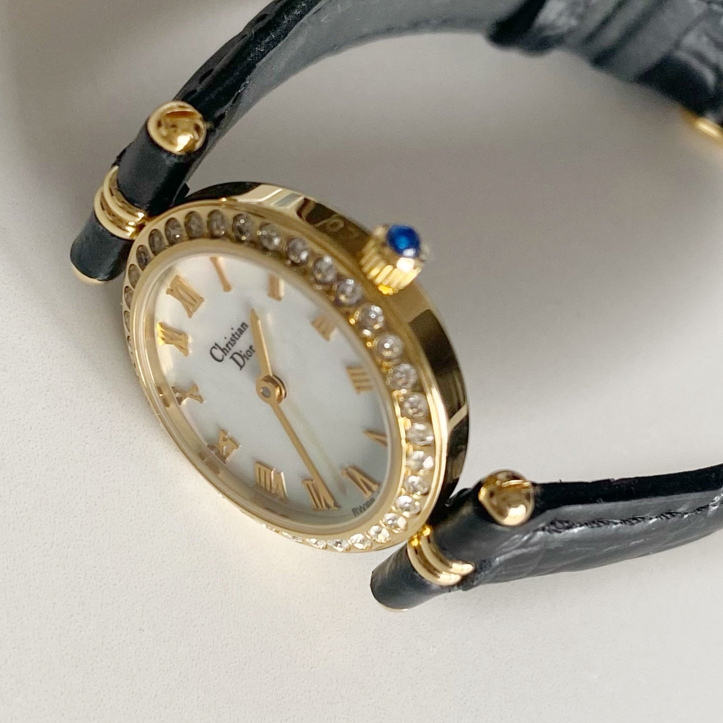 Dior 1990s Seashell Round Dial Gold Plated Watch