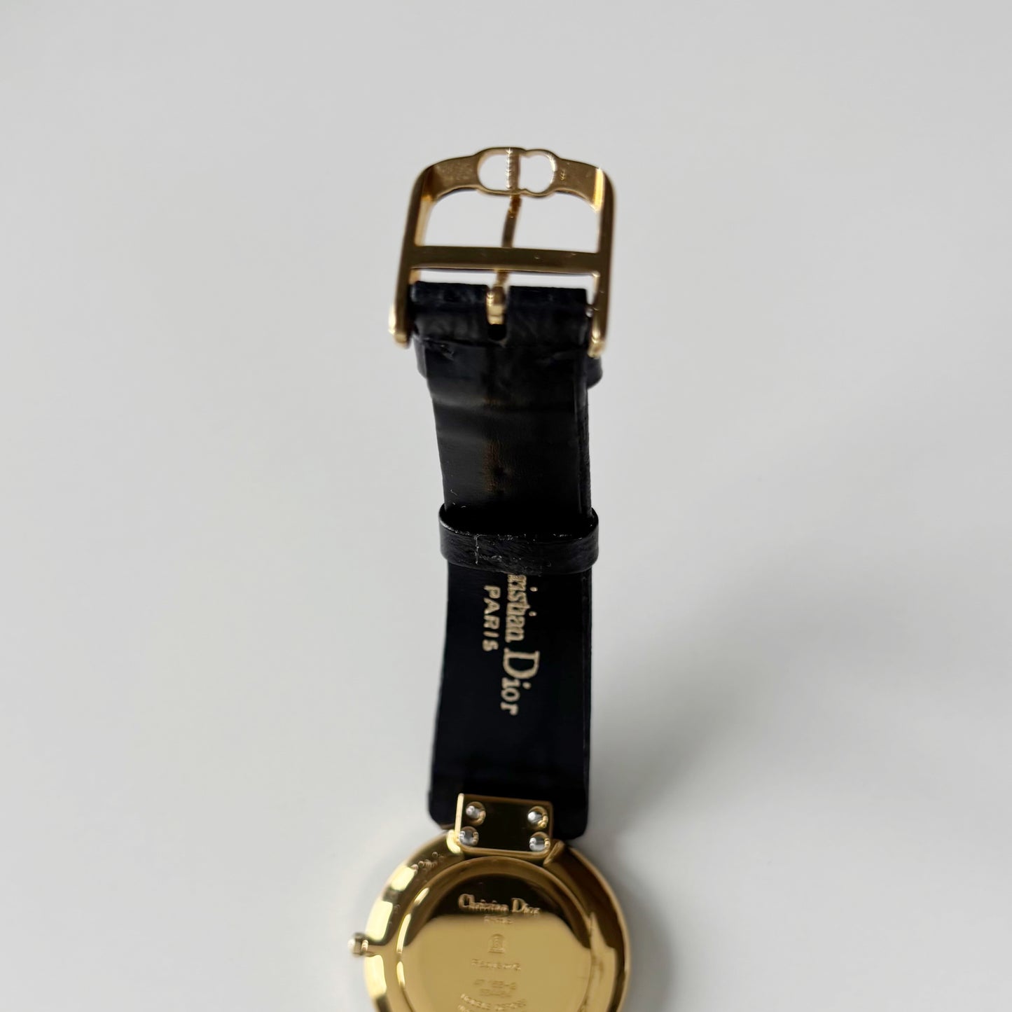 Dior 1990s Black Round Dial Gold Plated Watch (Large)