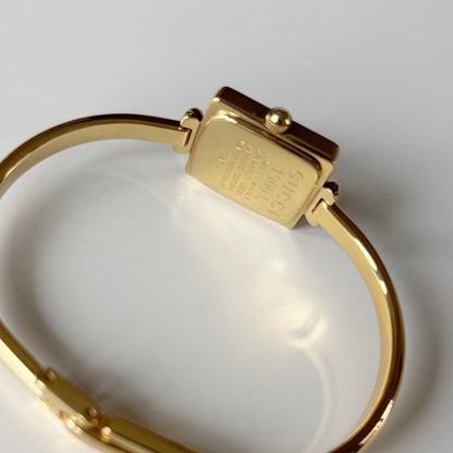 Gucci 1990s Square Dial Gold Plated Bangle Watch