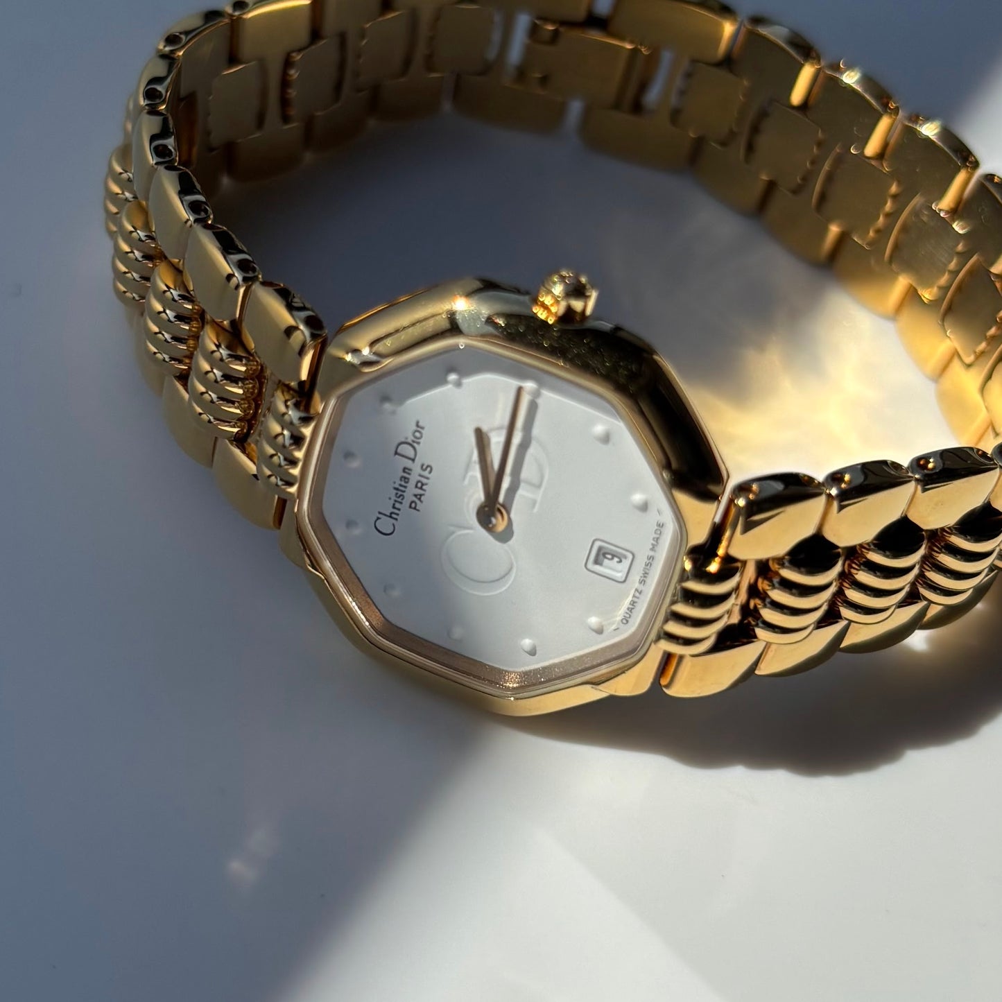 Dior 1990s Octagon Gold Plated Watch