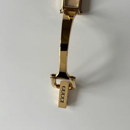 Gucci 1990s Seashell Dial Gold Plated Bangle Watch