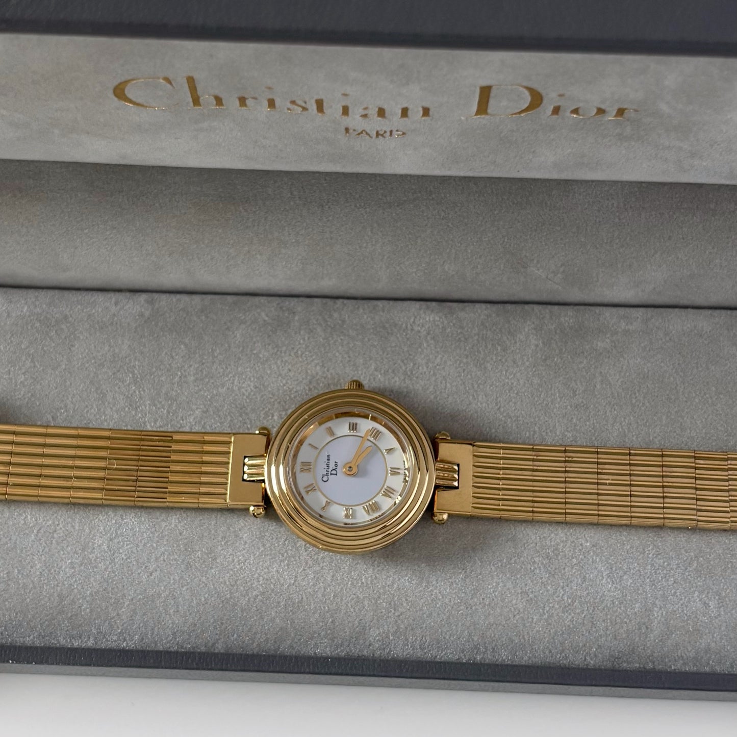 Dior 1990s Round Dial Gold Plated Watch